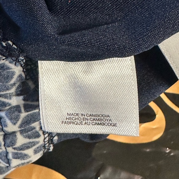 NWT Anne Klein Stretch V-Neck Navy & White Knee Length Dress Elastic Waist Sz 4 - Picture 9 of 16